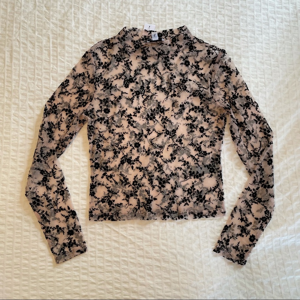 TopShop sheer embroidered crop top
